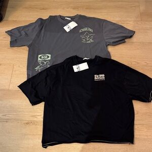 Zara Oversized Gray and Black Graphic T-Shirts
